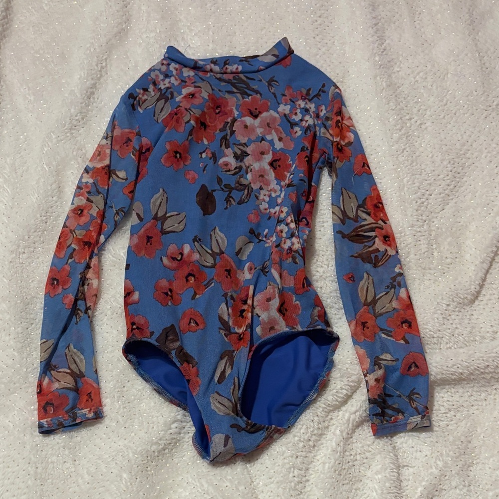 Floral Long Sleeve Kids leotard five the label